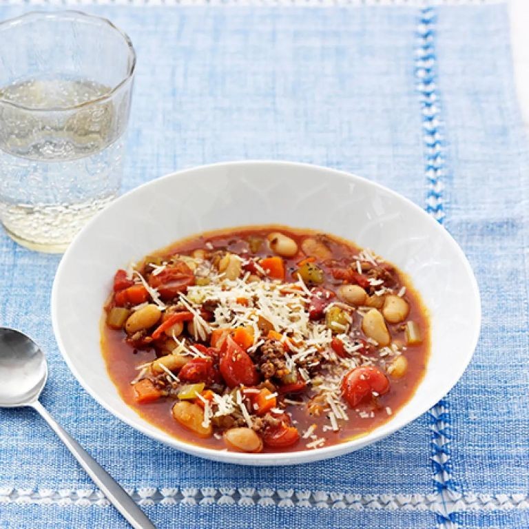 Lean Ground Beef and Bean minestrone