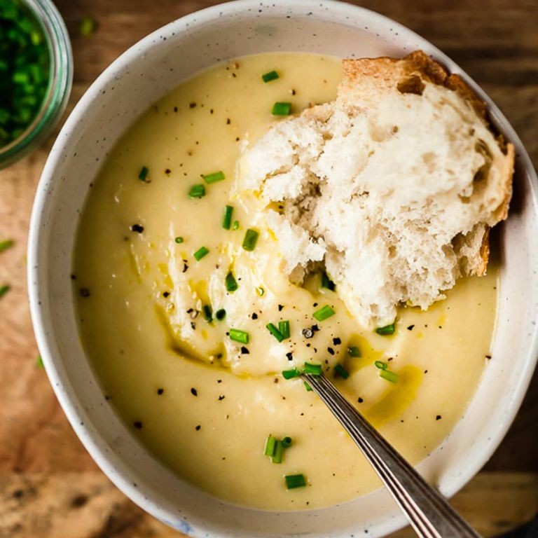 Leek and Potato Soup with Crème Fraîche