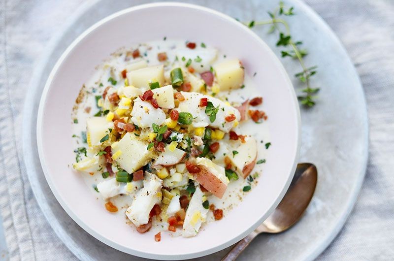 Leftover Cod Chowder with Leeks and Thyme
