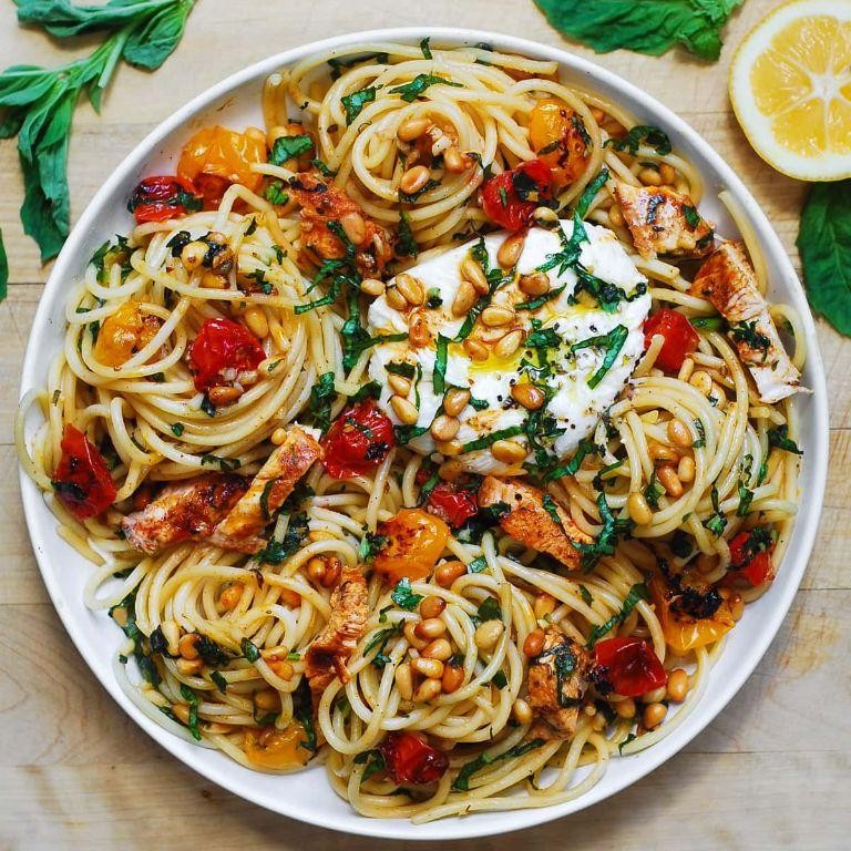 Lemon Burrata Pasta with Cherry Tomatoes