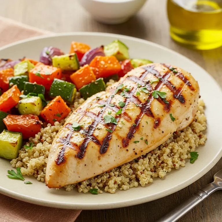 Lemon Garlic Chicken with Quinoa and Roasted Vegetables