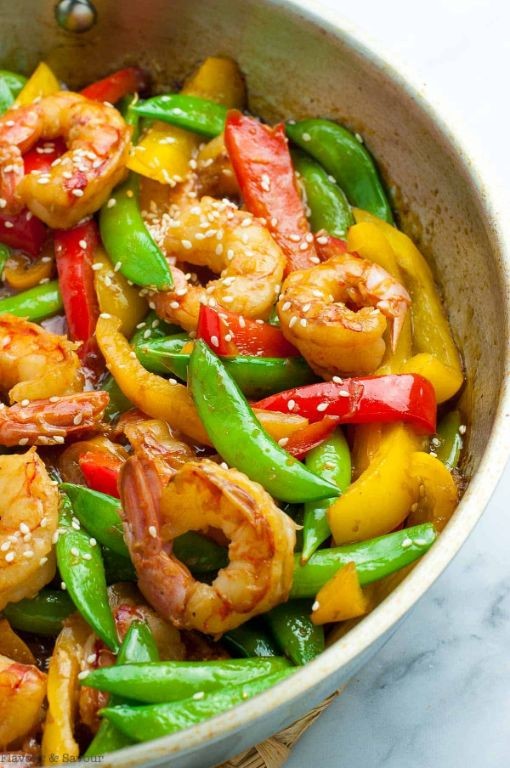 Lemon Garlic Pink Shrimp Stir-Fry
