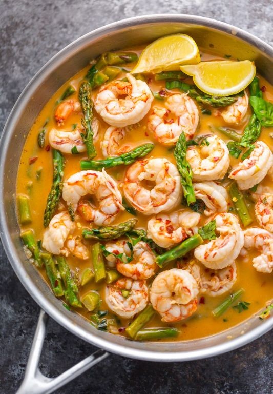 Lemon Garlic Shrimp with Asparagus