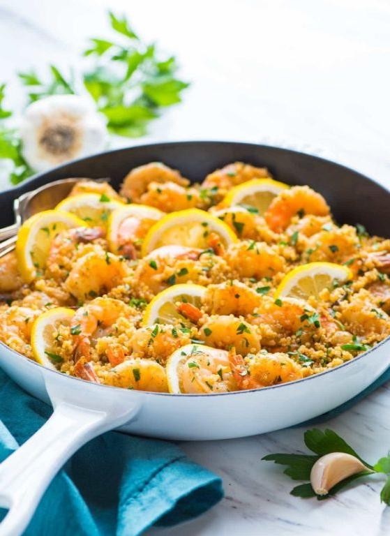 Lemon Garlic Shrimp with Quinoa in the Crockpot