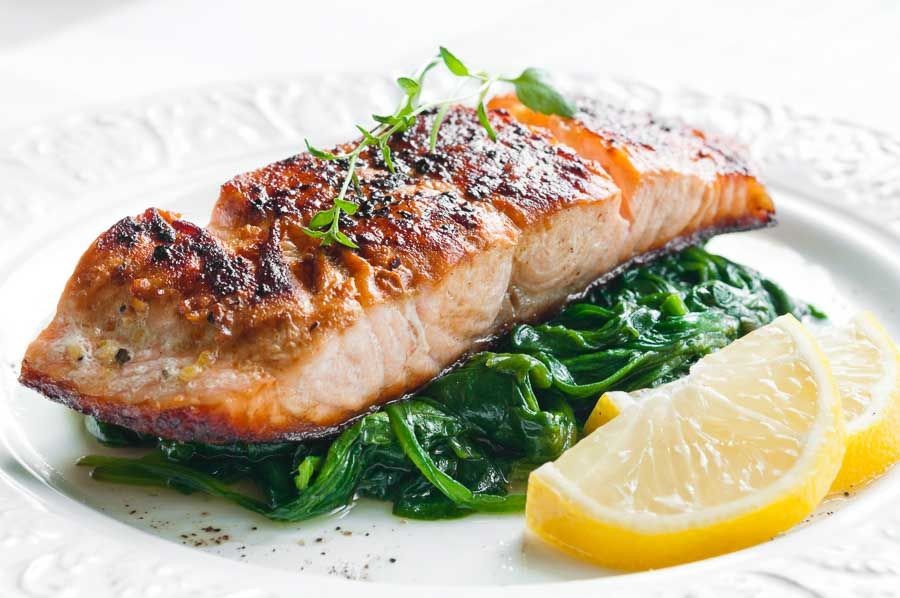 Lemon Herb Baked Salmon with Spinach