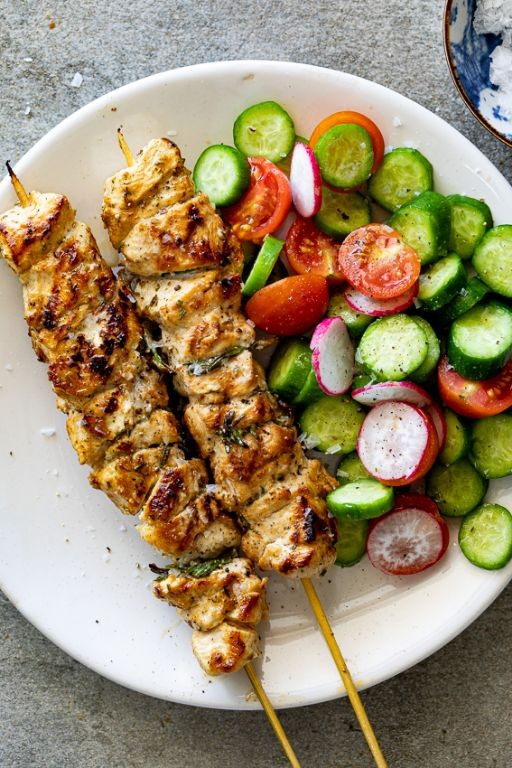 Lemon Herb Mediterranean Chicken Skewers
