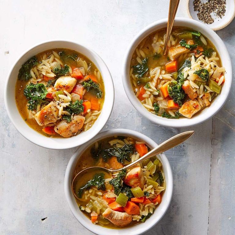 Lemon Orzo Soup with Chicken and Kale