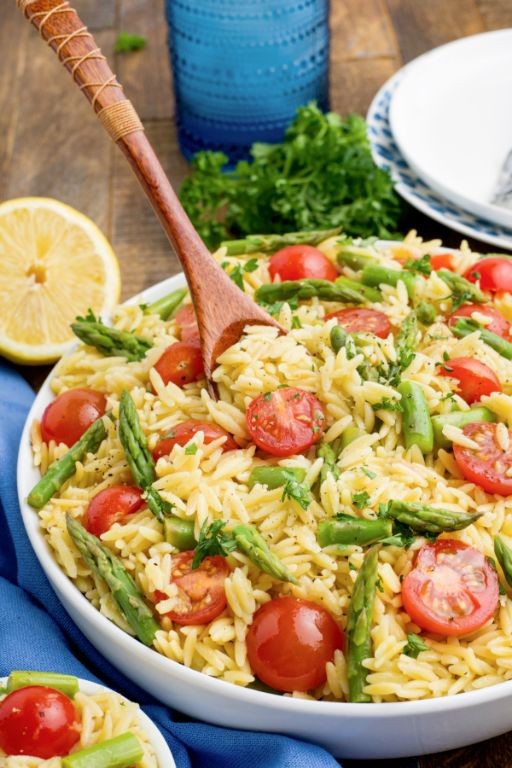 Lemon Orzo with Burst Cherry Tomatoes and Mozzarella