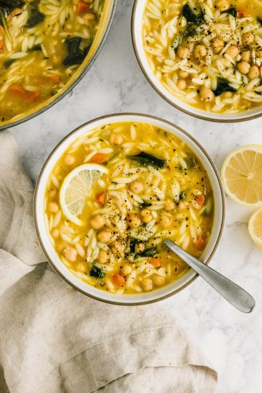 Lemon Orzo with Chickpeas and Tahini Dressing