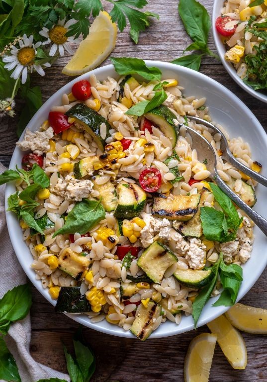 Lemon Orzo with Grilled Corn and Avocado