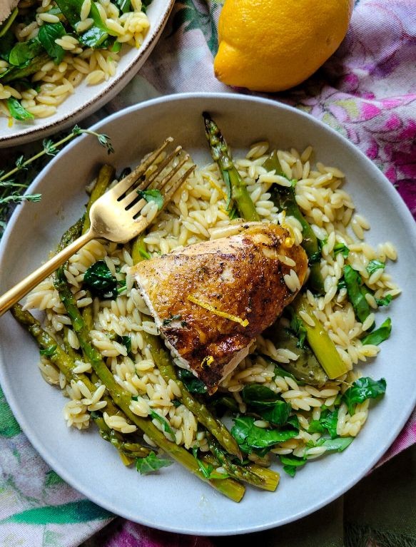Lemon Orzo with Roasted Garlic and Thyme