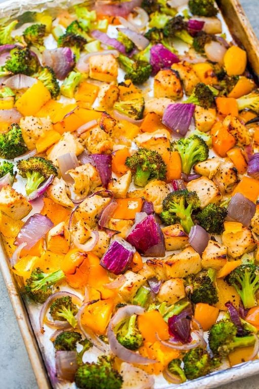 Lemon Pepper Chicken Chunks with Roasted Vegetables