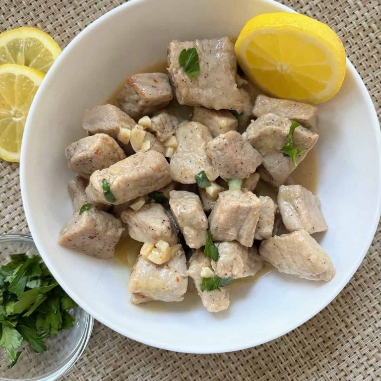 Lemon Pepper Pork Bites with Garlic Aioli