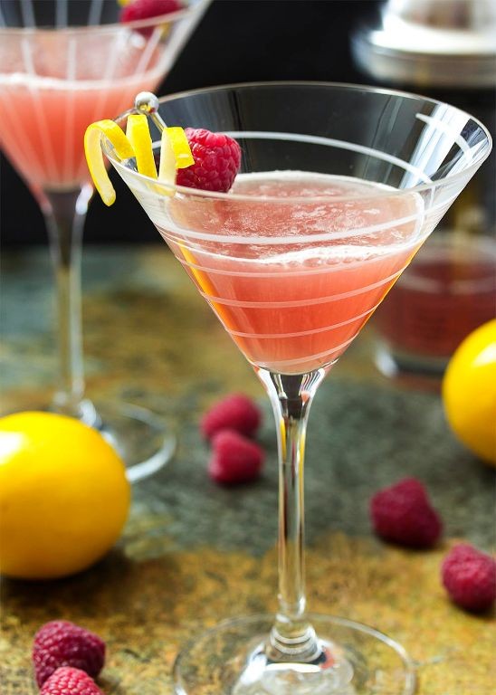 Lemon Raspberry Martini with a Tangy Zest