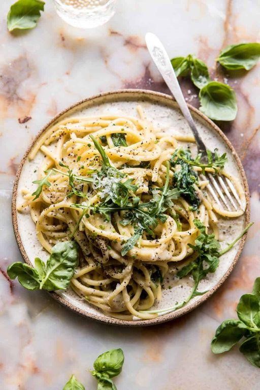 Lemon Roasted Garlic Pasta with Arugula