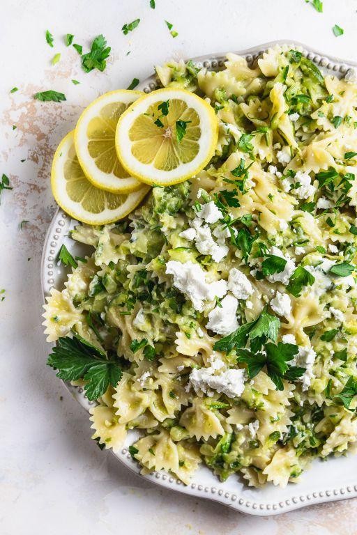 Lemon Zucchini Pasta with Goat Cheese