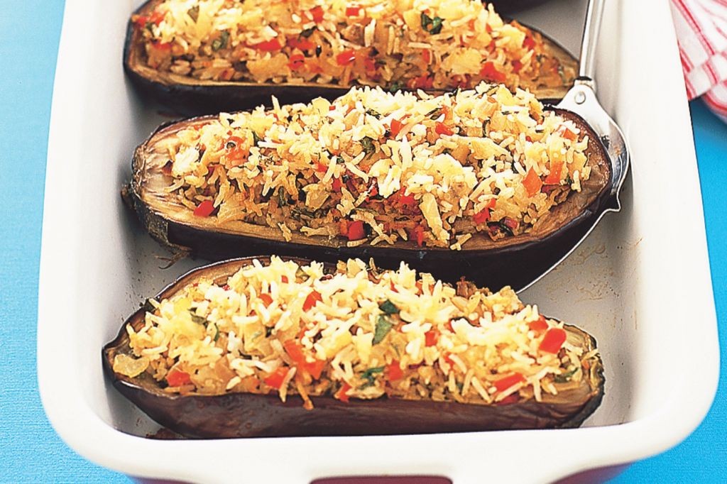 Lenten Stuffed Eggplant with Rice