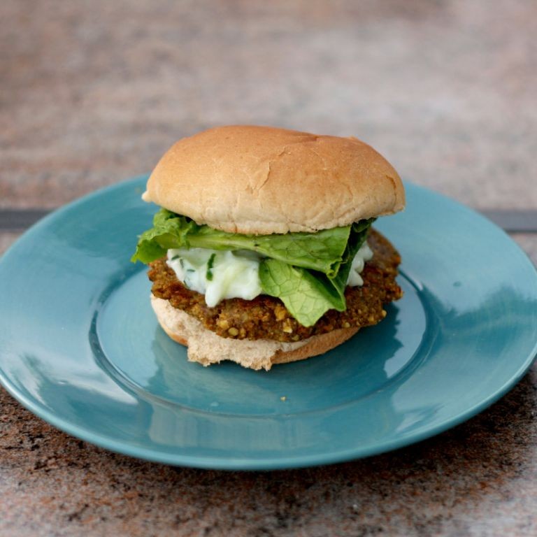 Lentil and Chicken Burgers with Tzatziki