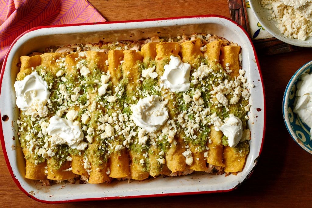 Lentil and Chicken Enchiladas with Salsa Verde
