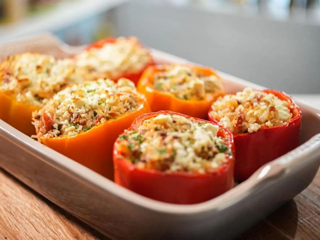 Lentil and Chicken Stuffed Peppers