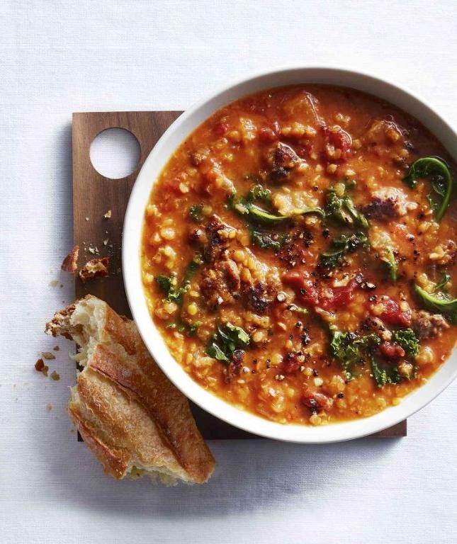 Lentil and Sausage Soup with Kale
