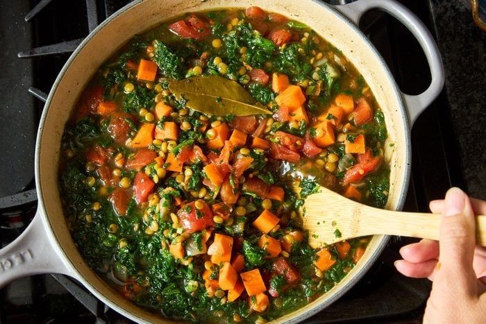 Lentil and spinach stew