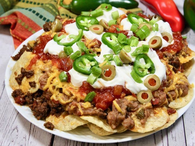 Loaded Beef Nachos with Cheese Sauce