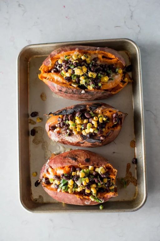 Loaded Sweet Potato with Black Beans and Corn