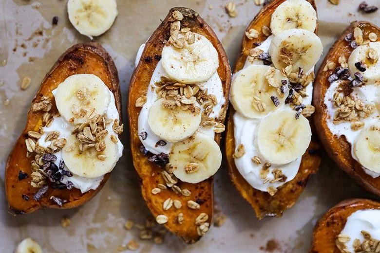 Loaded Sweet Potato with Greek Yogurt and Almonds