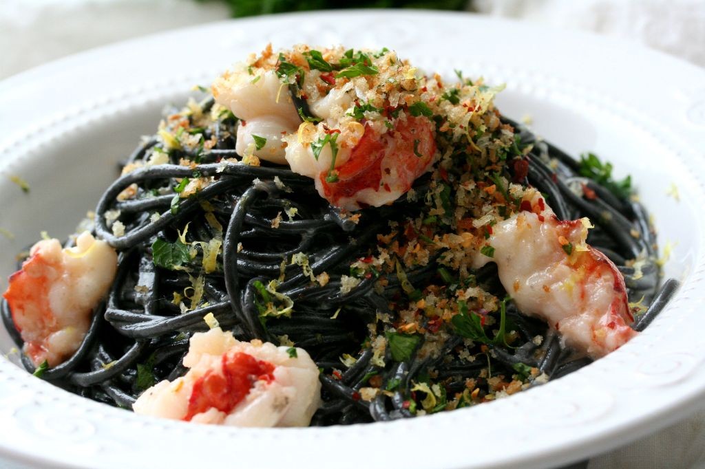 Lobster Squid Ink Pasta with Herb Butter