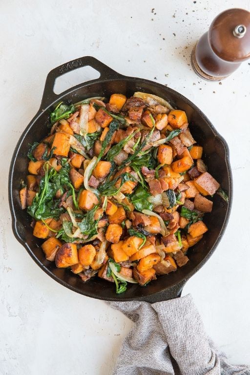 Longevity Spinach and Sweet Potato Hash