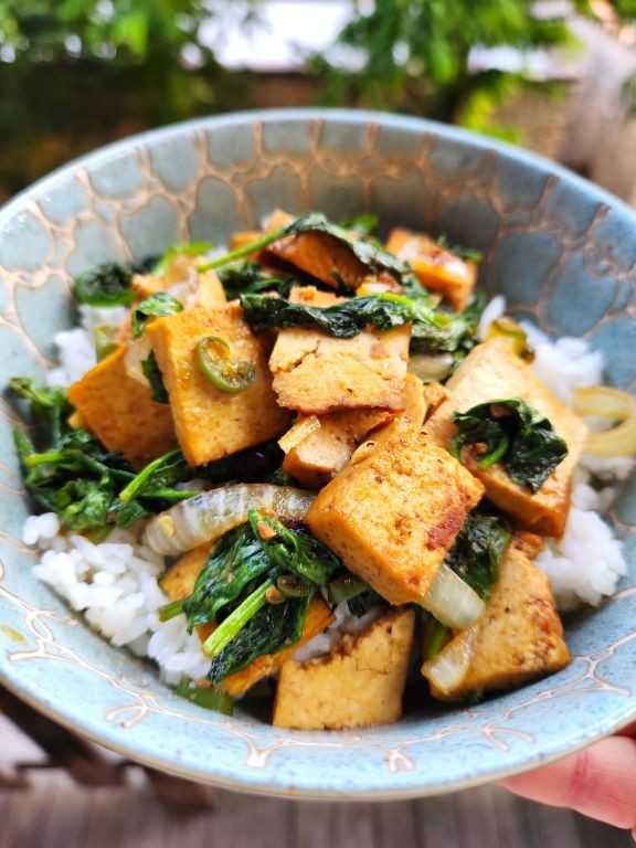 Longevity Spinach and Tofu Stir-Fry