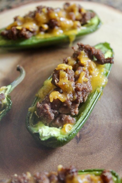 Low Carb Beef and Cheese Stuffed Jalapeños