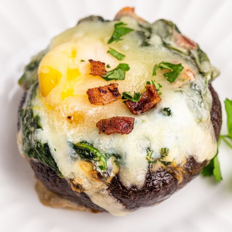 Low Carb Beef and Spinach Stuffed Portobello Mushrooms