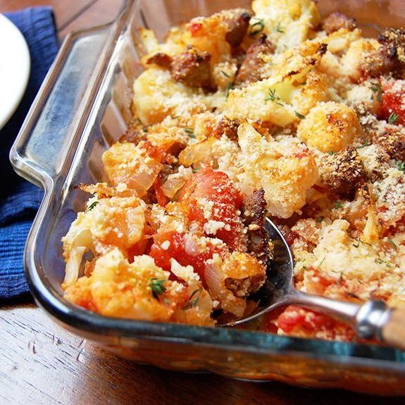 Low-Carb Sausage and Cauliflower Casserole