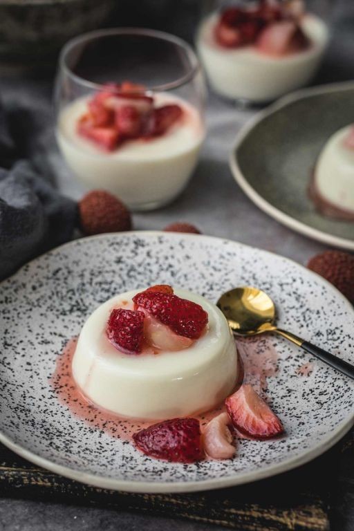 Lychee Panna Cotta with Berry Coulis