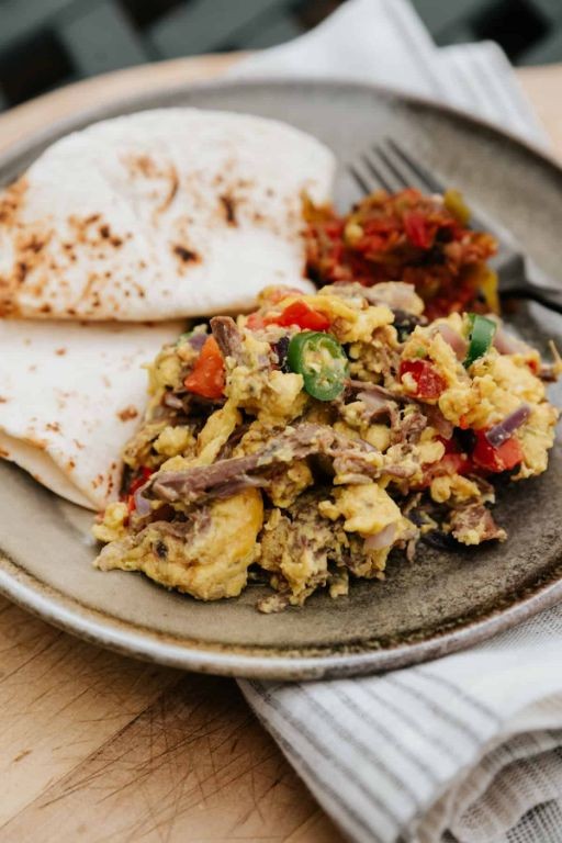 Machaca and Egg Scramble with Salsa