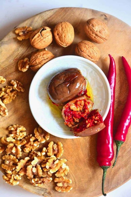 Makdous with Stuffed Eggplant