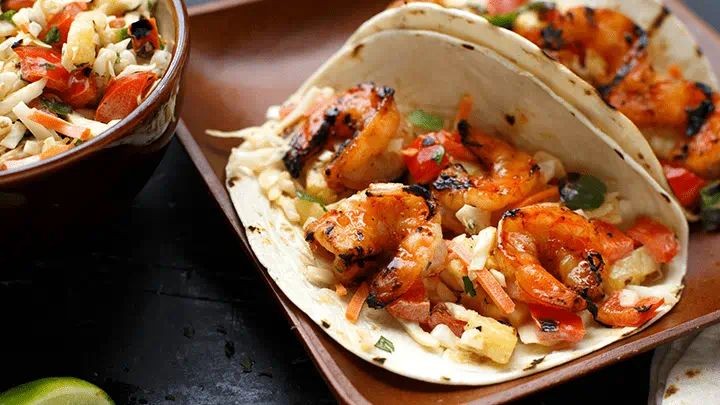 Mango Habanero Grilled Shrimp Tacos