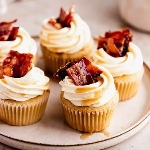 Maple Bacon Box Cupcakes with Candied Bacon Bits