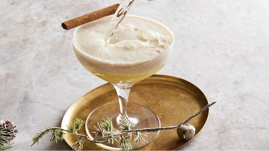 Maple Bourbon Eggnog Fizz