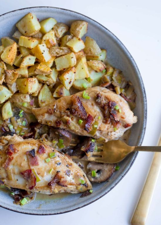 Maple Dijon Baked Chicken Breast with Bacon Cream Sauce
