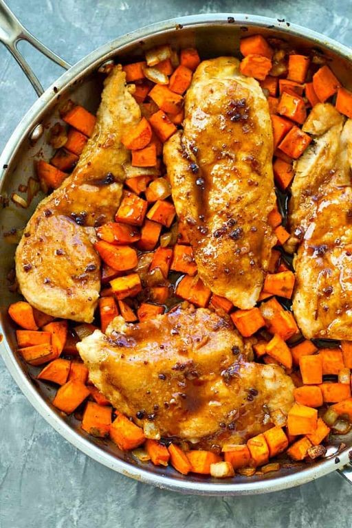 Maple Glazed Roasted Chicken with Sweet Potatoes