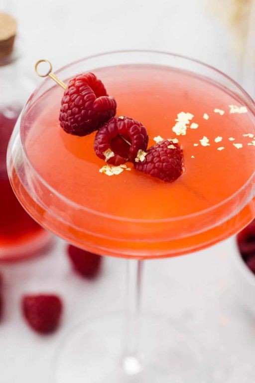 Maple Raspberry Martini with a Warm Syrup Swirl
