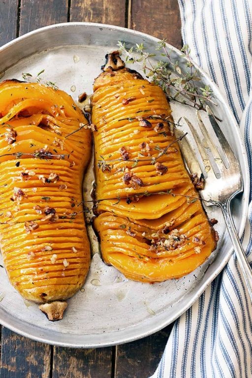Maple-Glazed Banana Squash with Pecans