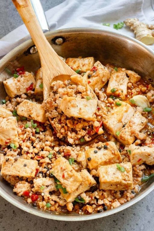 Mapo Tofu with Cauliflower and Minced Pork