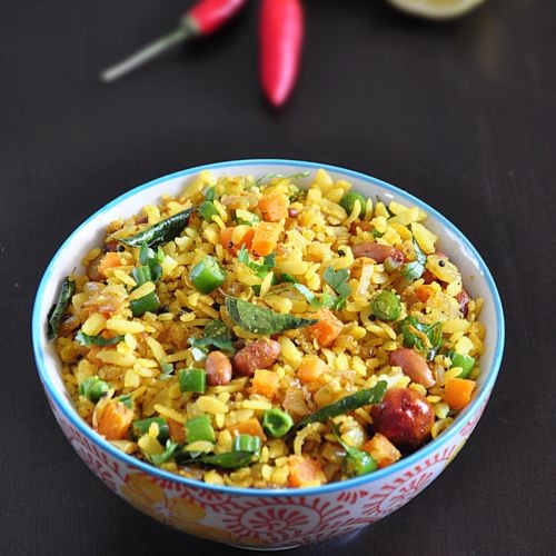Masala Poha with Chopped Veggies