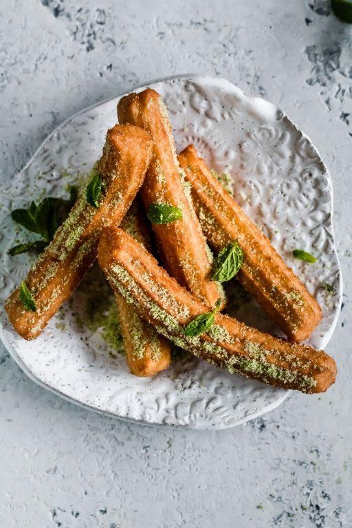 Matcha Green Tea Churros with Vanilla Dip
