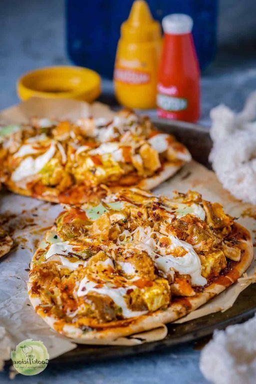 Mattar Paneer Pizza with Naan Crust