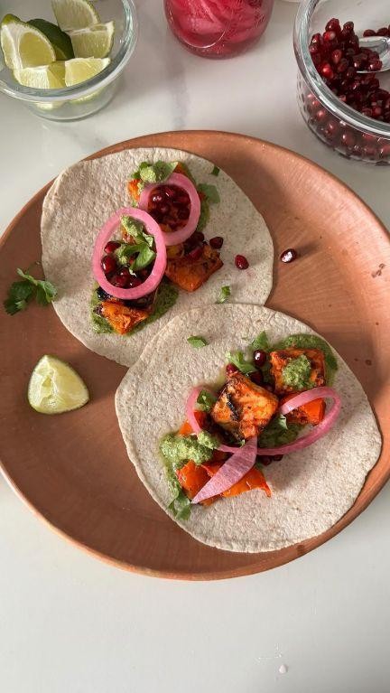 Mattar Paneer Tacos with Mint Chutney